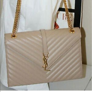 Ysl large envelope bag nude